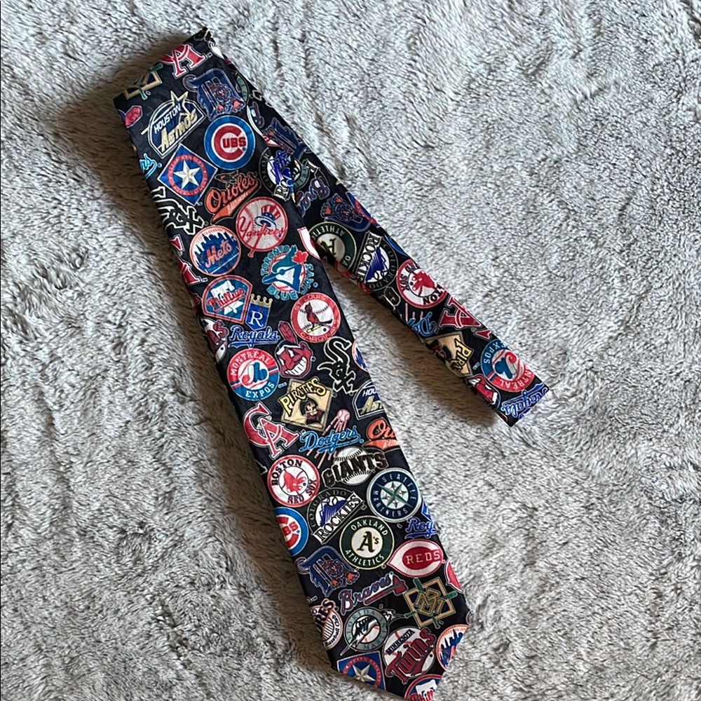 Red and Blue Baseball Tie - Picture 1 of 4